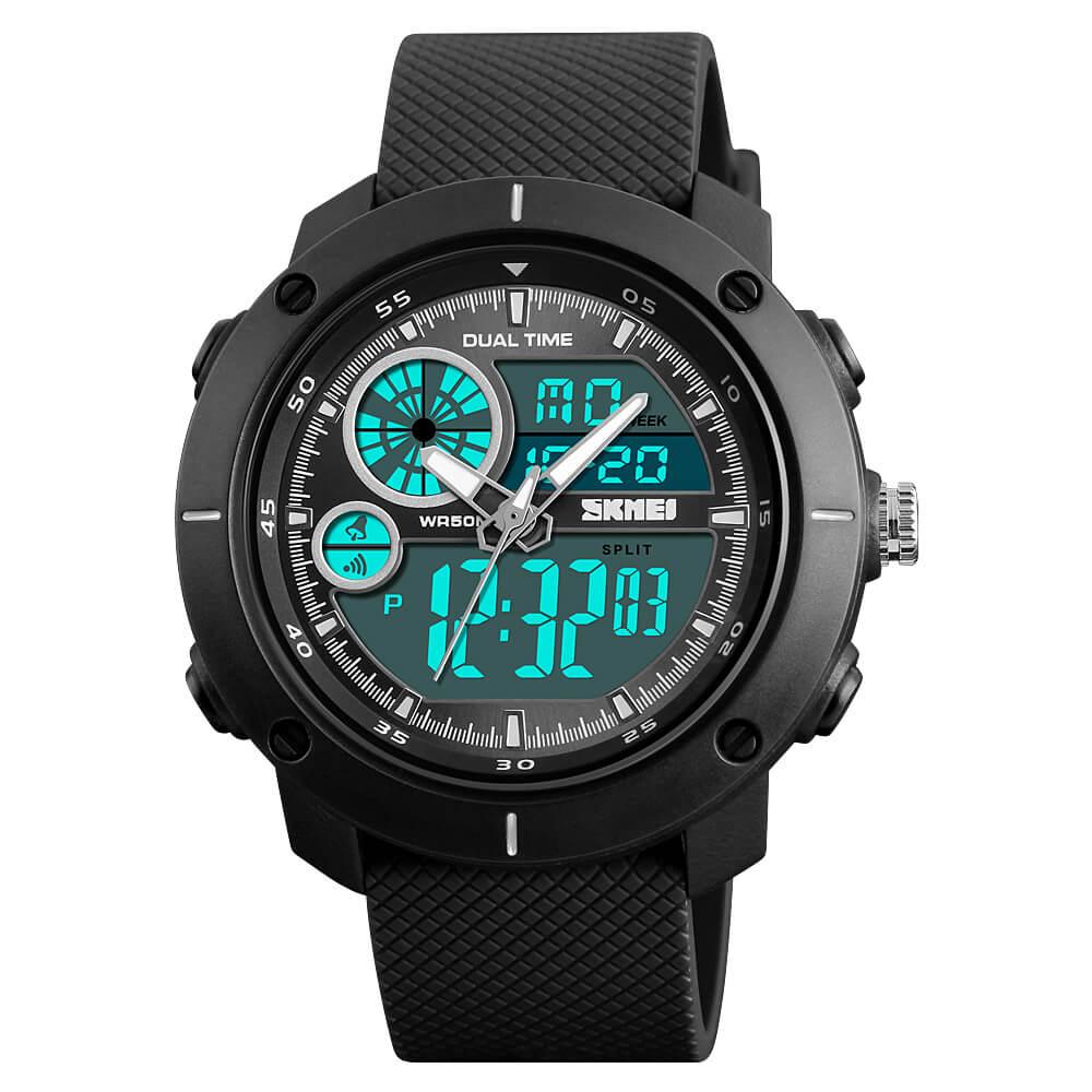 Skmei 1361 Original Analog Digital Big Dial Sport watch for Men Black - Skmeico