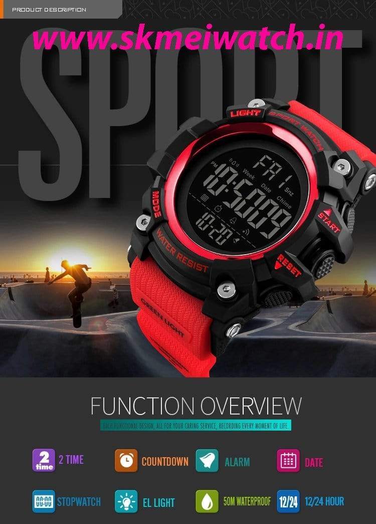 Skmei 1384 Original Luxury Men Wrist Watch Waterproof LED Electronic Digital Male Watch Countdown Stopwatch Sport Watch Mens Watches Skmei