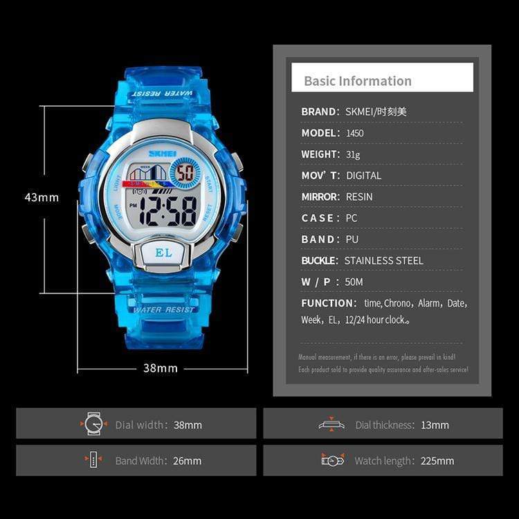 Skmei 1450 Original Digital Multicolor Light Watch Boys Girls