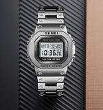Skmei 1456 Original Digital stainless steel Square dial Multifunction watch for Men Skmei