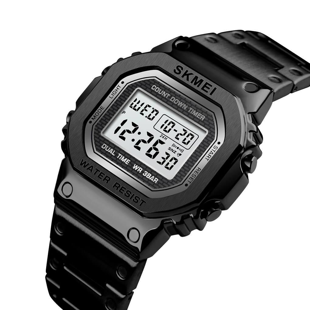 Skmei 1456 Original Digital stainless steel Square dial Multifunction watch for Men - Skmeico