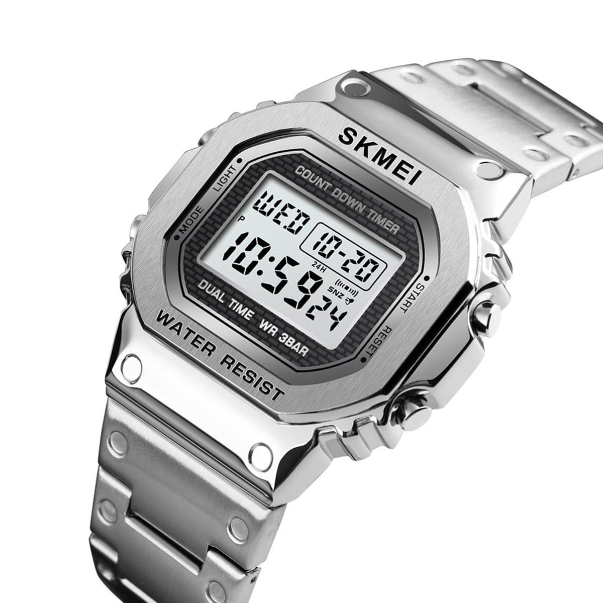 Skmei 1456 Original Digital stainless steel Square dial Multifunction watch for Men Skmei
