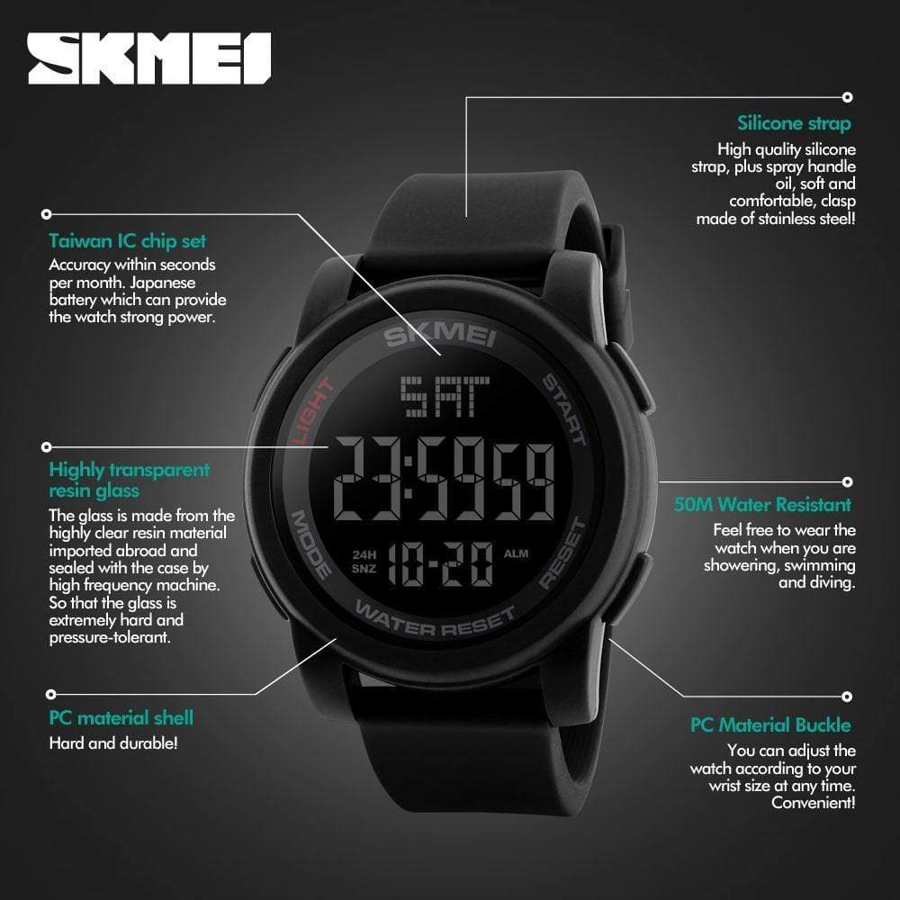 Skmei 1257 Original Digital Round waterproof watch for Men Skmei