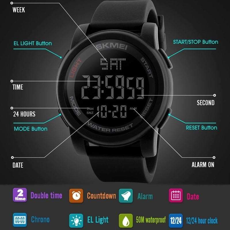 Skmei 1257 Original Digital Round waterproof watch for Men Skmei