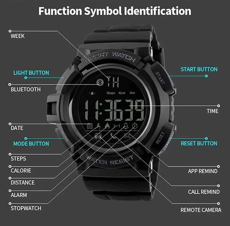 Skmei 1245 Smart watch Bluetooth watch Round digital watch for men Skmei