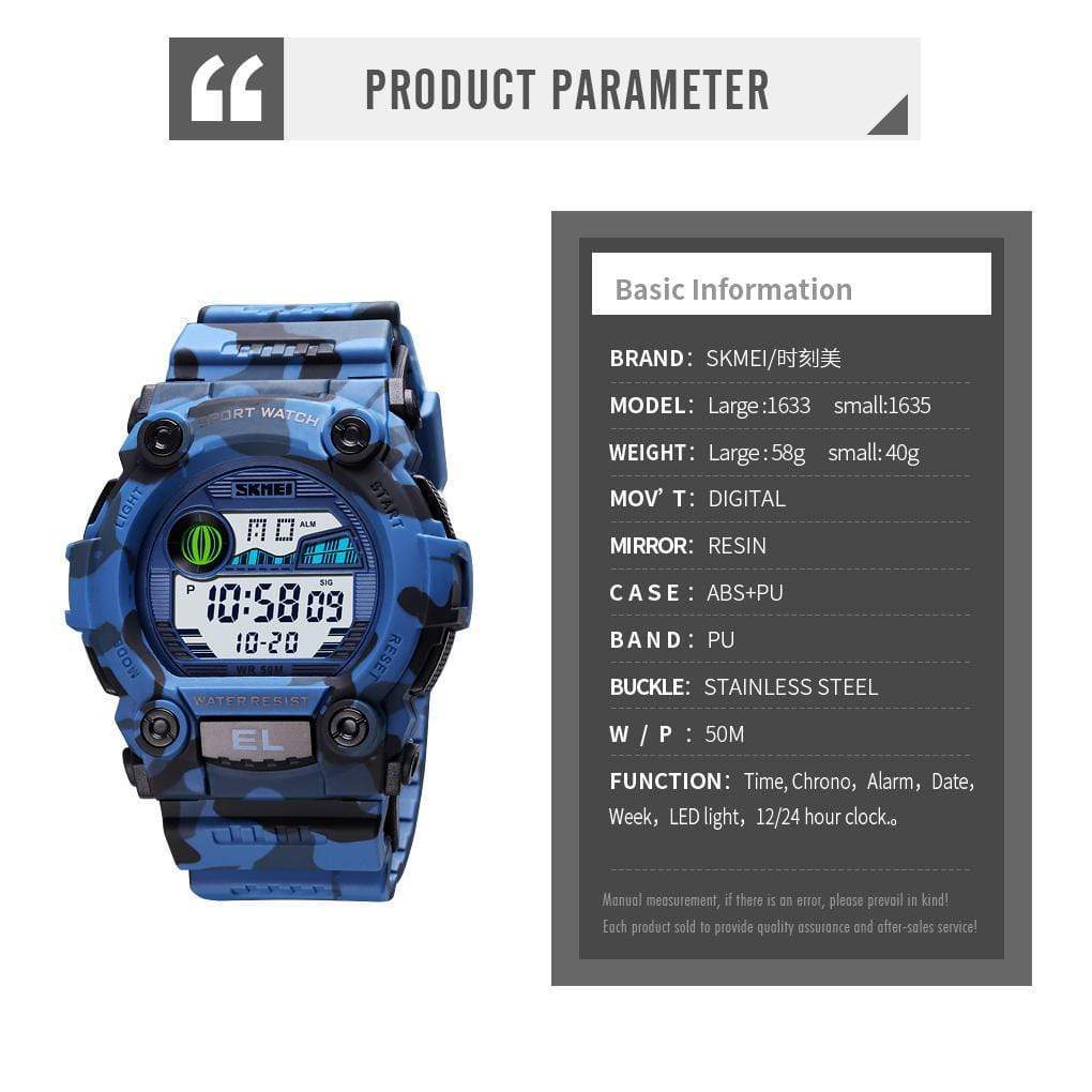 Skmei 1633 Original Black Hot selling Men Digital Wrist watch Multifunctional Sport Watch 50M Waterproof Watches Skmei