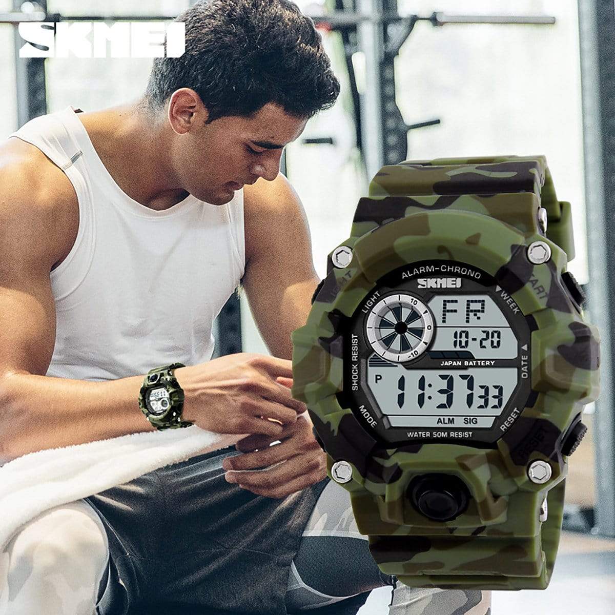 Skmei 1019 Original Camouflage Digital Round Waterproof Sport watch For Men Skmei